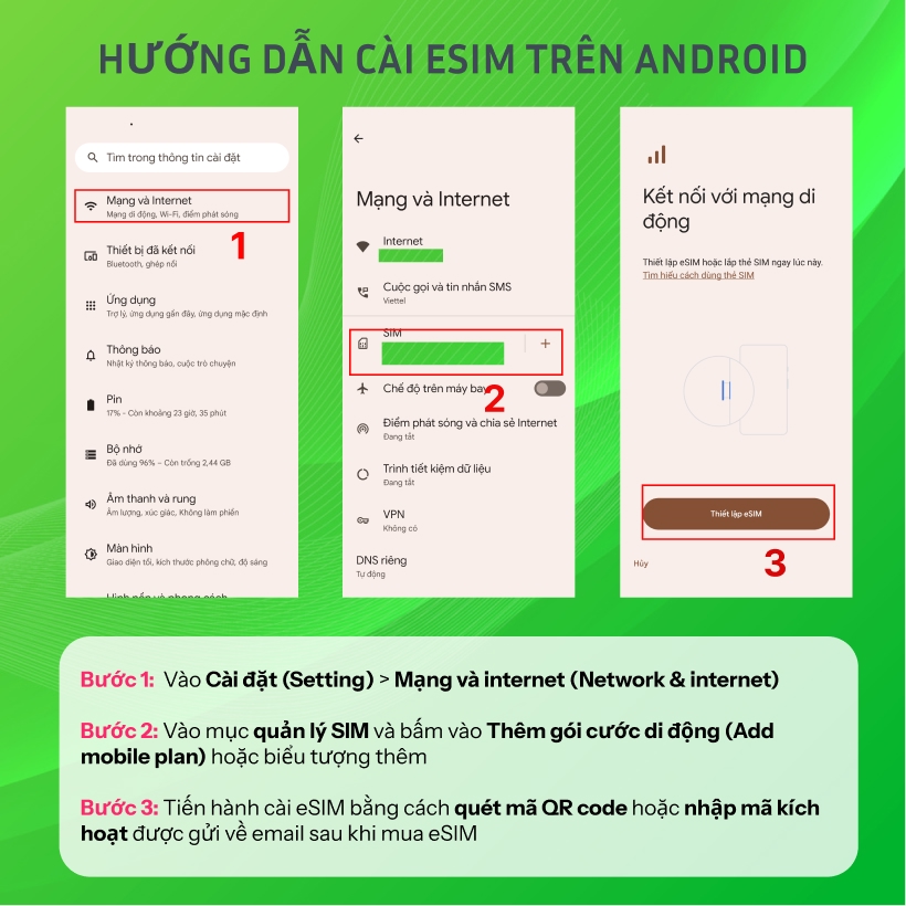 cài esim trên android
