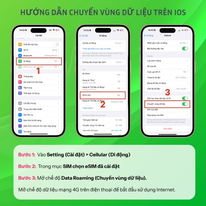 chuyển vùng dữ liệu trên ios