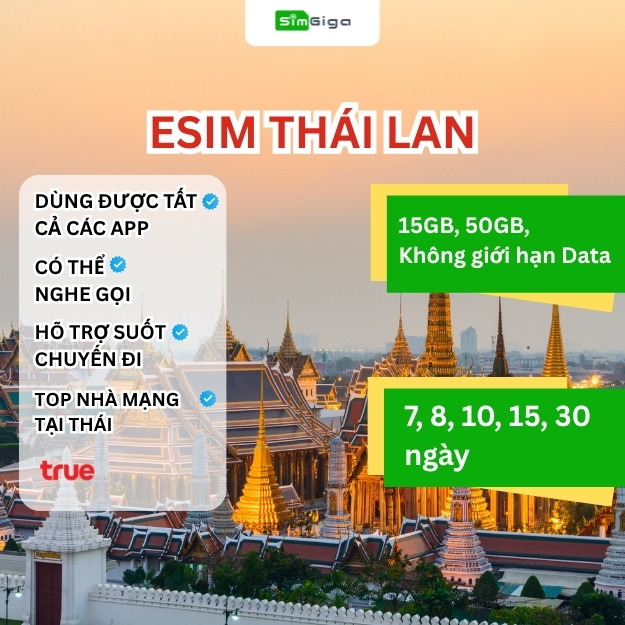 eSIM Du lịch Thái Lan