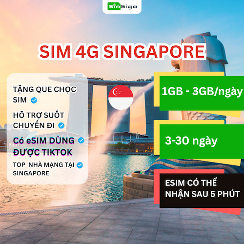 SIM du lịch Singapore có Tiktok